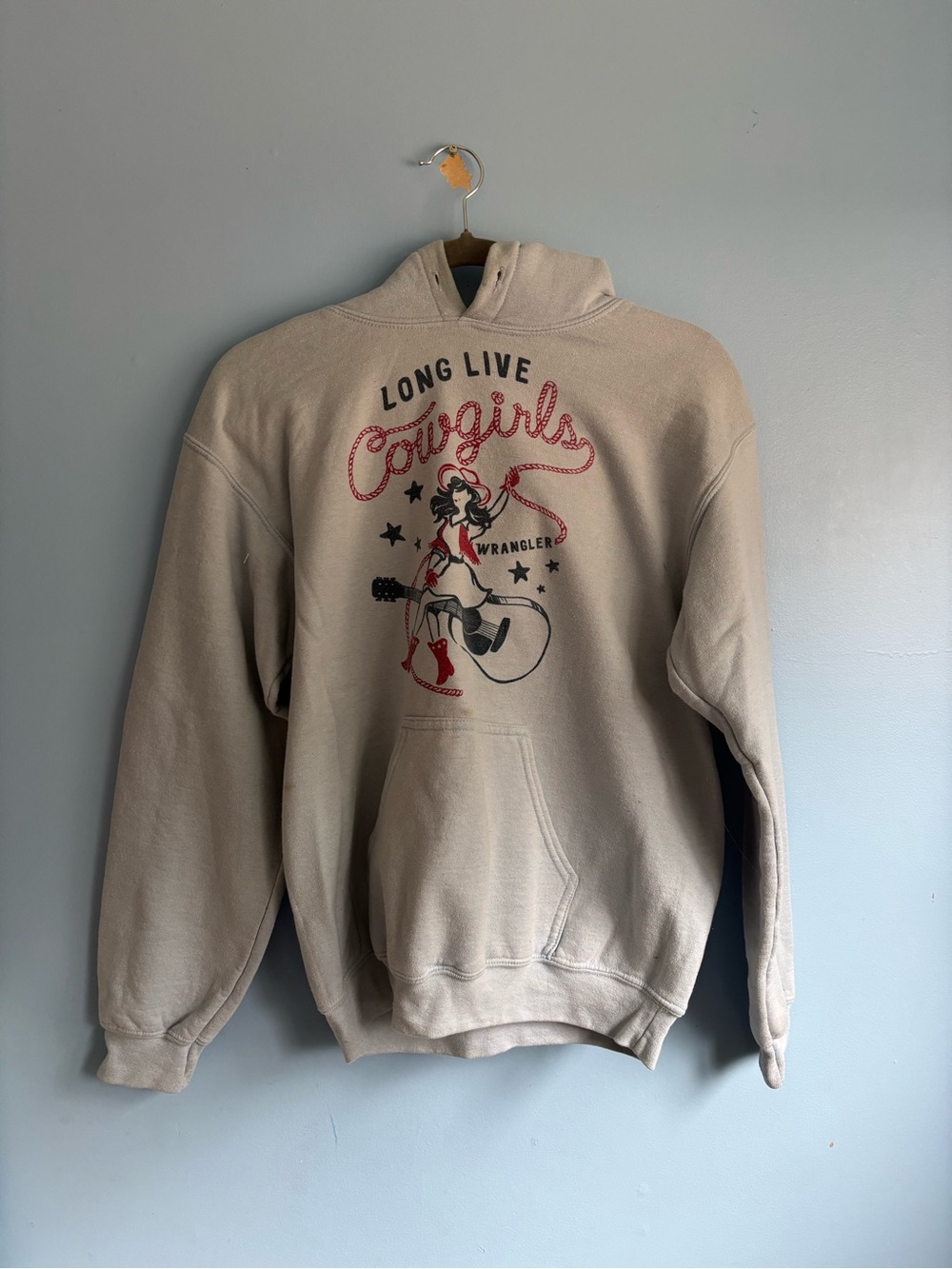 Wrangler Beige 'Long Live Cowgirls' Graphic Hoodie